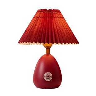 中式结婚台灯红色双囍临门床头灯婚房长明灯温馨浪漫卧室氛围灯