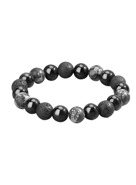 黑曜石潮酷手链珠子情侣复古手串男高级感黑色情侣串珠手环手饰女