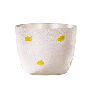 洒金银杯子999纯银茶杯手工一张打主人杯品茗银杯喝茶碗功夫茶具