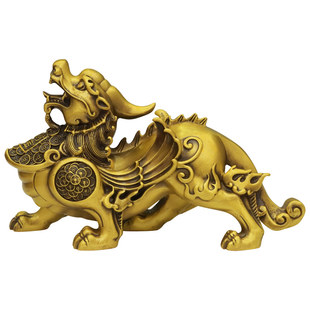 守财貔貅黄铜摆件铜制皮丘一对貔犰招办公母室全纳宝纯饰品进客厅