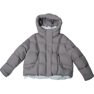 oo&vv连帽立领短款羽绒服女2025冬新款加厚保暖90鸭绒面包服外套