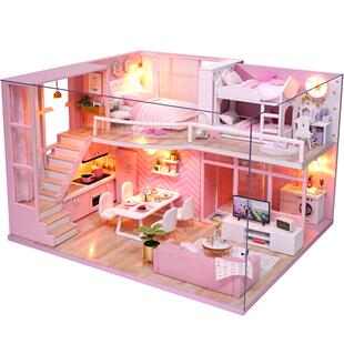 3d立体拼图拼装模型女孩diy木质积木小房子儿童礼物超级世界玩具