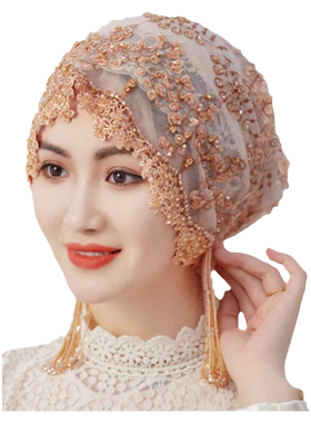 包头帽头巾帽子女时尚流苏帽遮发