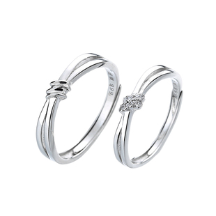 泽原川-同心结 999情侣对戒纯银一对原创可调节足银戒指刻字定制