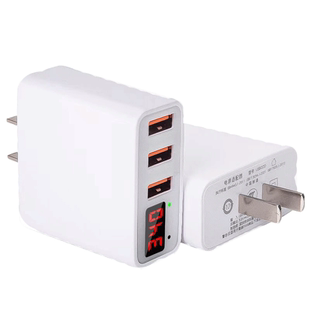 巴喜路多口usb充电器三口多功能智能数显快充插头适用于苹果安卓oppo华为小米手机平板通用3/4口充电头3C认证