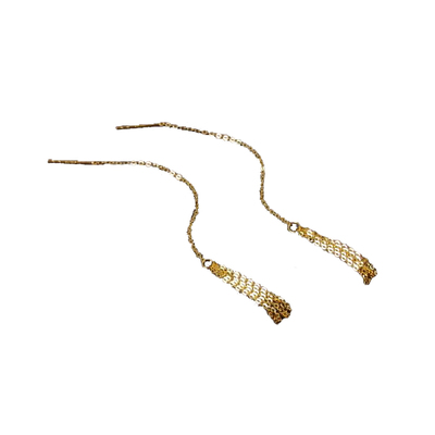 臻怡18k路路通耳线流苏珍珠耳线