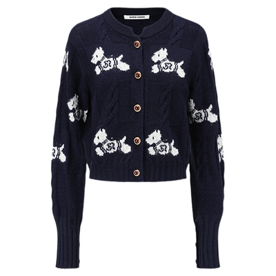 SHROENRO卡通小狗提花针织开衫