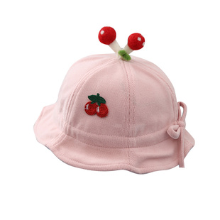 婴儿帽子春秋薄款新生婴幼儿男女宝宝可爱超萌樱桃夏季遮阳渔夫帽