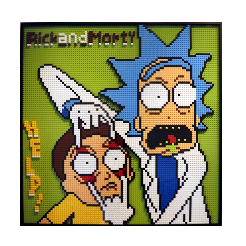 Rick and Morty瑞克与莫蒂搞怪创意拼接积木画漫画墙面装饰DIY
