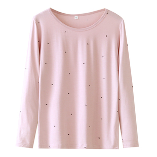 莫代尔睡衣女春秋季新款长袖单件上衣弹力薄款秋衣可外穿家居服