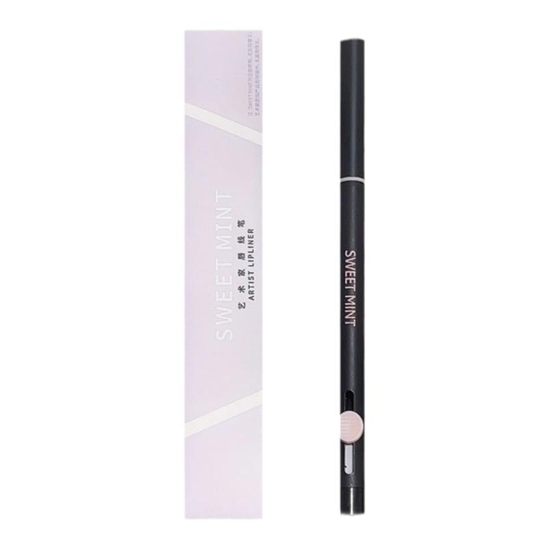 艺术家唇线双头笔刷勾勒唇型低饱和裸色口红笔防水不沾杯打底肉感