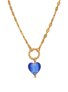 MayolJewelry蓝色玻璃爱心项链