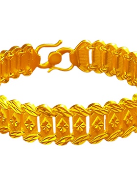 黄金手链男宽面欧美粗手表链仿真