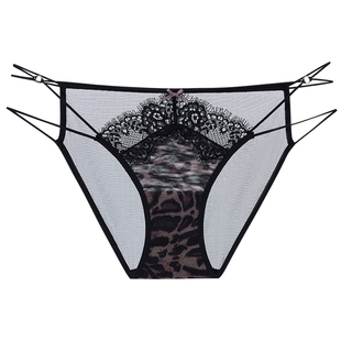 3件129|MYBODY商场同款新款几何线条感性感豹纹网纱睫毛蕾丝内裤
