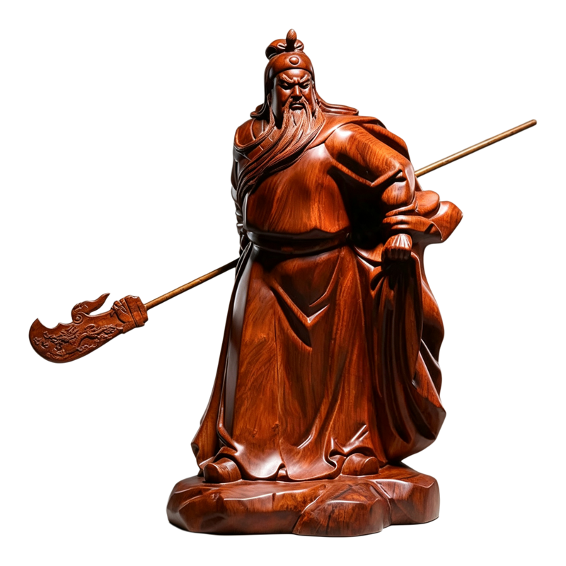 花梨木雕关公武财神客厅供奉摆件