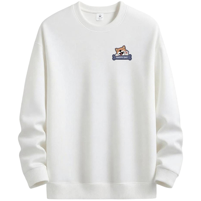 NASA春秋冬卫衣男士圆领加绒加厚男生保暖青少年宽松狗长袖打底衫