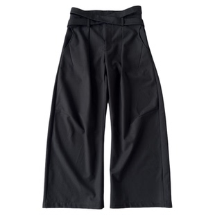 H1c 系带*解构打褶弯刀阔腿TR混纺西裤 交错造型/硬挺抗皱/垂坠
