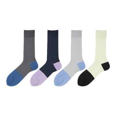 Tabio拼色罗纹袜子透气男士