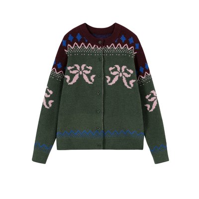 AR民族花纹半边绒家居服套装女秋冬款保暖睡衣可外穿开衫上衣休闲