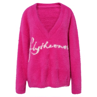 FTT Flythetruth天鹅颈毛衣女款冬季高级修身慵懒感V领斜肩针织衫