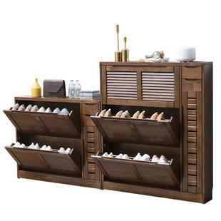 家逸鞋柜家用门口纯实木玄关入户新款大容量楼道翻斗门外超薄鞋架