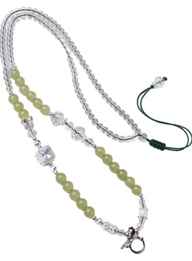 碧玉白水晶4mm珠链60厘米可调节