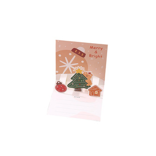 韩国创意圣诞贺卡儿童立体卡通可爱迷你对折小卡片送信封圣诞专用