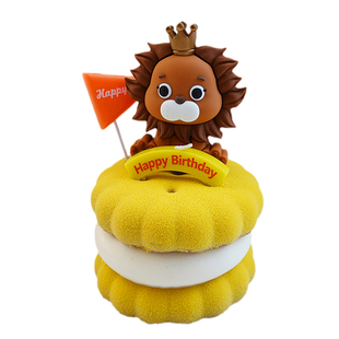 狮子座蛋糕装饰生日帽皇冠卡通小狮子玩偶摆件星座派对蜡烛插牌