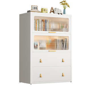 家用钢制书柜靠墙一体多层收纳柜客厅新型抽屉式储物柜书房置物架