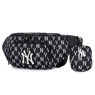 MLB情侣胸包男女NY复古老花满标腰包运动休闲通勤斜挎包3AHSM012N
