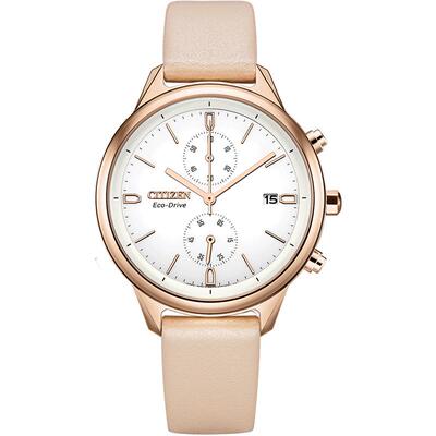 官方女表西铁城玫瑰金色休闲