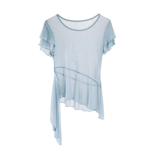 古典舞蹈服女显瘦纱衣中国舞形体身韵练功服短袖飘逸成人教师服装