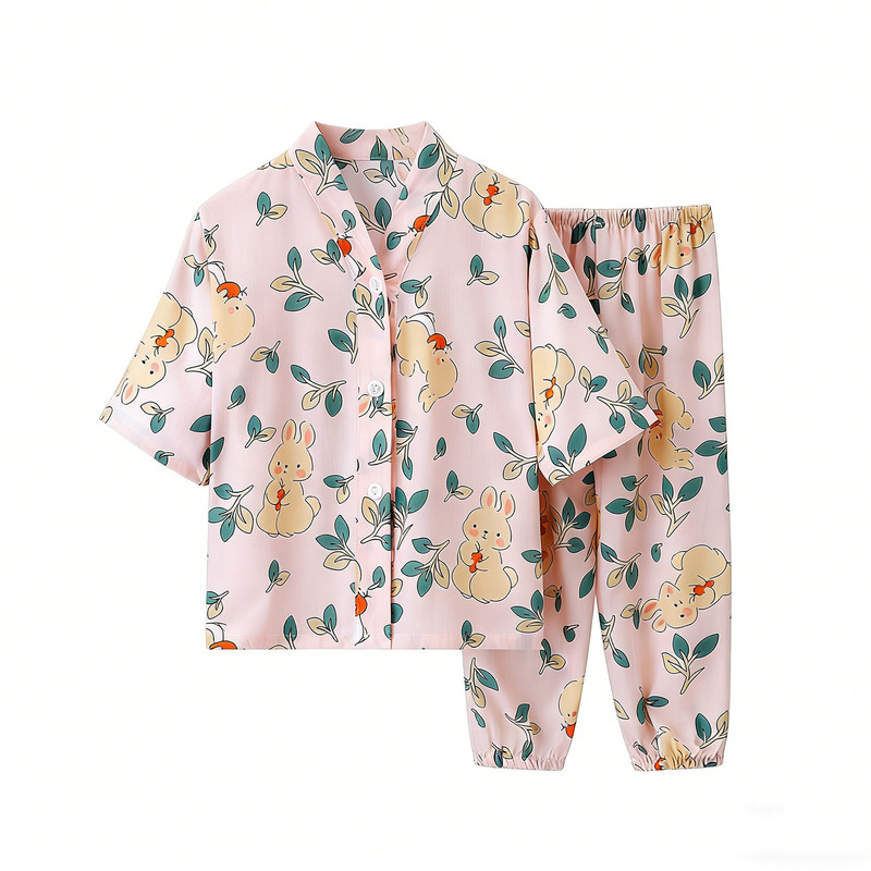 夏季儿童棉绸家居服薄款可外穿