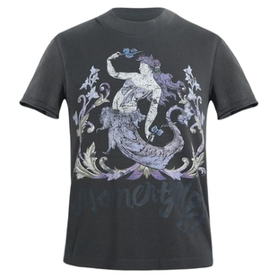 MOMENTPLAY 设计师 25秋冬新品 浪漫人鱼复古做旧洗水合身T恤