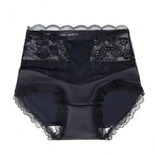 内裤女锦纶纯棉裆轻奢缎面拼接蕾丝高腰收腹包臀网纱透气轻薄三角