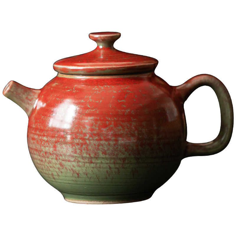茶具带过滤泡茶壶红色小壶手抓壶