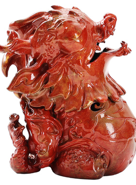 本命年中国龙熏香炉纯铜文创摆件