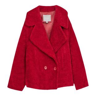 MEDECOO/墨蒂珂2024冬新款女装羊毛外套直身圈圈毛呢大衣MID20107