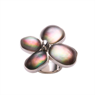 SUDROV素觉丁香花系列水晶黑贝女轻奢设计宝石戒指情人节新年礼物