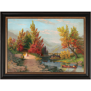 法式复古装饰画世界名画油画客厅卧室免打孔挂画风景简约相框壁画