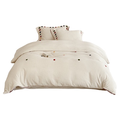 简约秋冬半边绒加厚保暖四件套