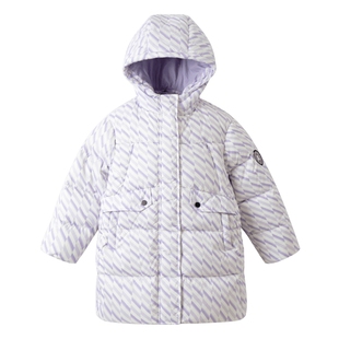 安奈儿童装女童中长款羽绒服冬户外三防保暖加厚印花运动