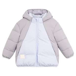 whitewheat儿童25冬季新款保暖外套男童女宝三防可拆卸帽子羽绒服