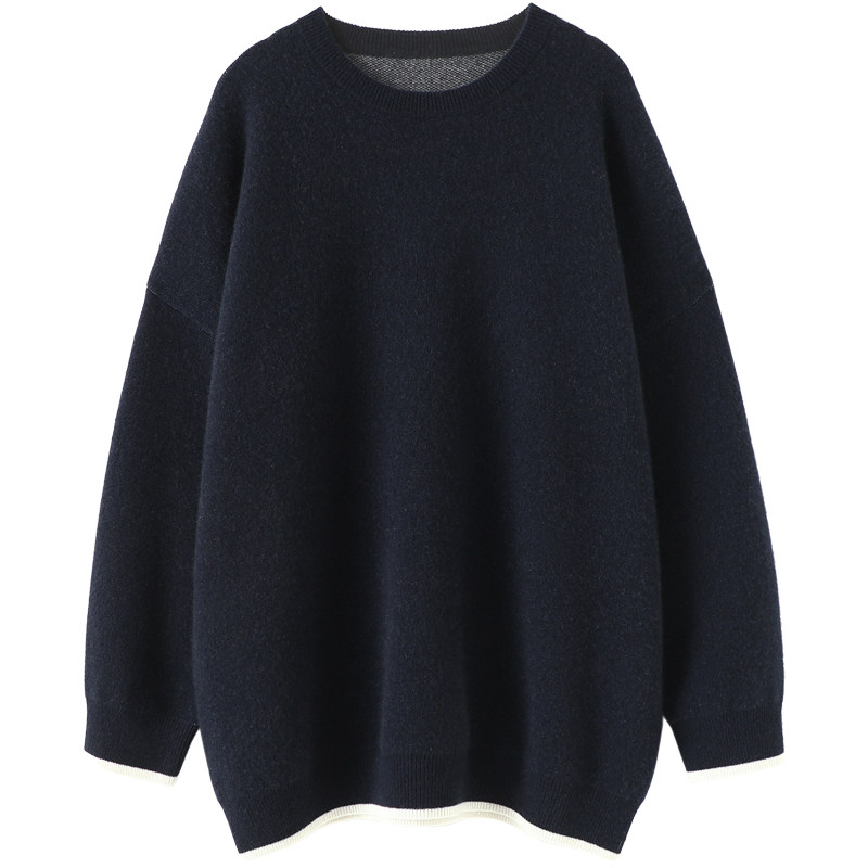 非凡用色！气质真心好~加厚羊绒衫女中长款纯羊绒毛衣圆领慵懒风