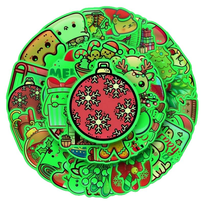 52张圣诞节卡通夜光节日贴纸
