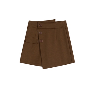 白鹿语短款裤裙式短裤冬A字版型阔腿高腰休闲裤女显瘦显腿长