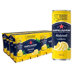 【自营】意大利圣培露S.Pellegrino含气果汁柠檬味饮料330ml*24罐