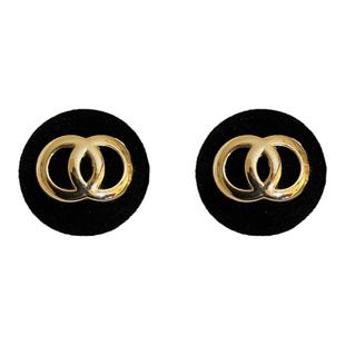 小香风黑色丝绒耳钉2025新款爆款耳环小众高级感气质复古耳饰女