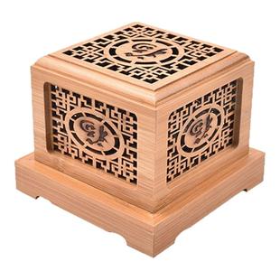 木制盘香炉家用复古禅意盘香盒香沉香檀香插香座雕花镂空熏香炉藏