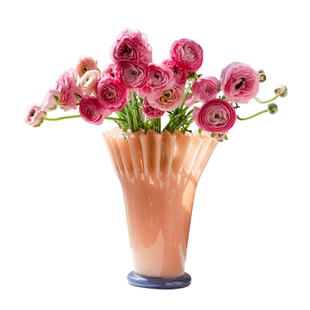 大口荷叶边卷口折纸琉璃花瓶花器软装家居样板间客厅折纸装饰摆件